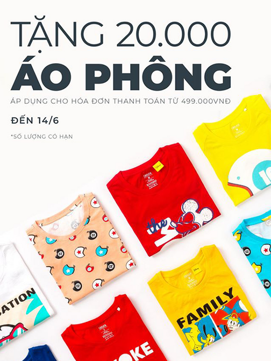 Canifa tặng áo phông với hóa đơn từ 499k