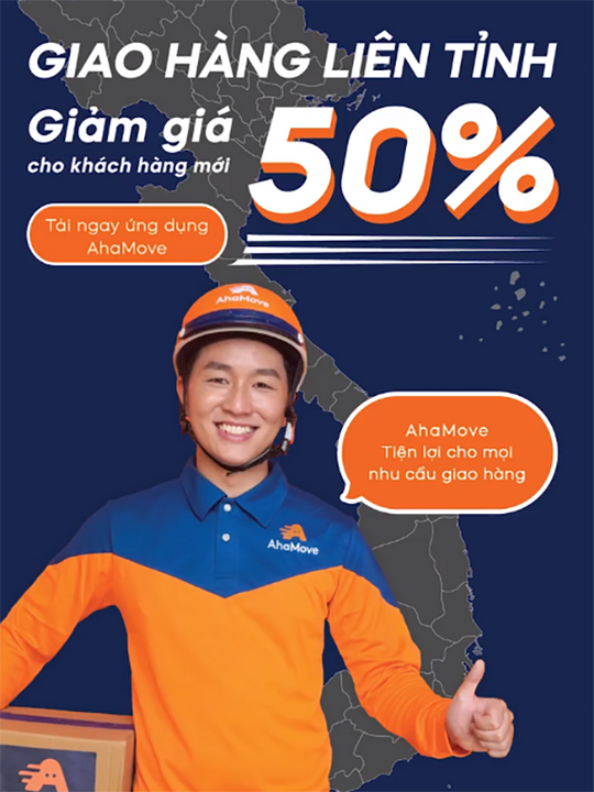 AhaMove giảm đến 50% giao hàng liên tỉnh