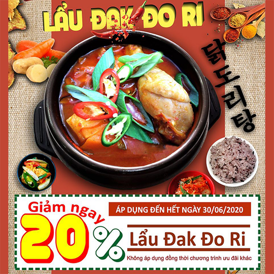 Hanuri Korean Fast Food giảm 20% Lẩu Đak Đo Ri
