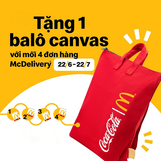 McDonald's tặng balo canvas khi mua 4 đơn hàng