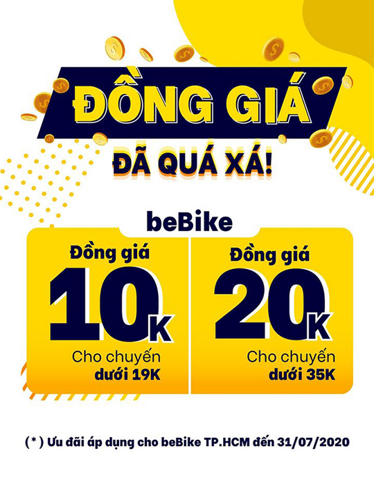 be đồng giá từ 10k cho chuyến đi dưới 35k