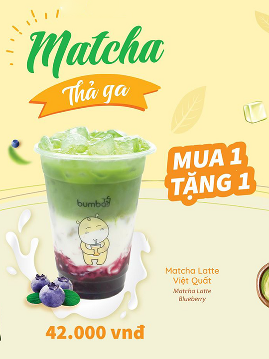 Trà sữa Bumba mua 1 tặng 1 sản phẩm Matcha mới