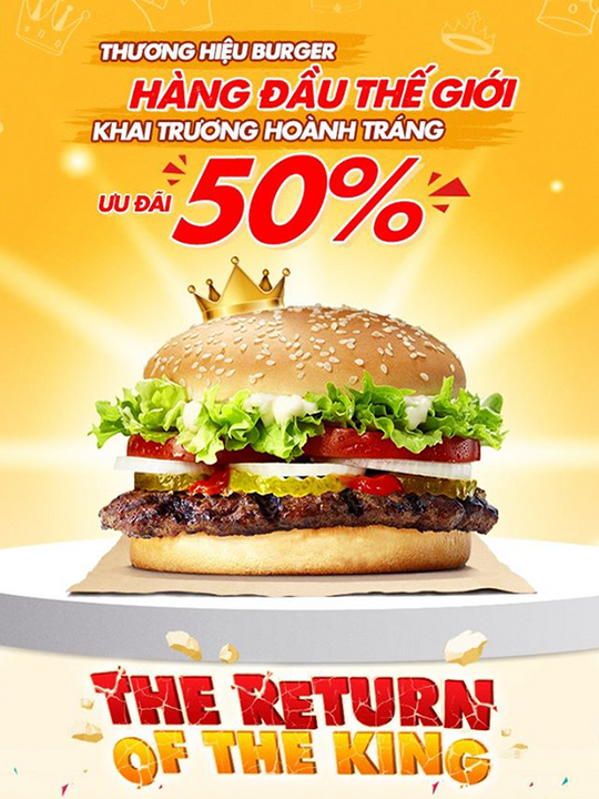Burger King giảm 50% menu món lẻ