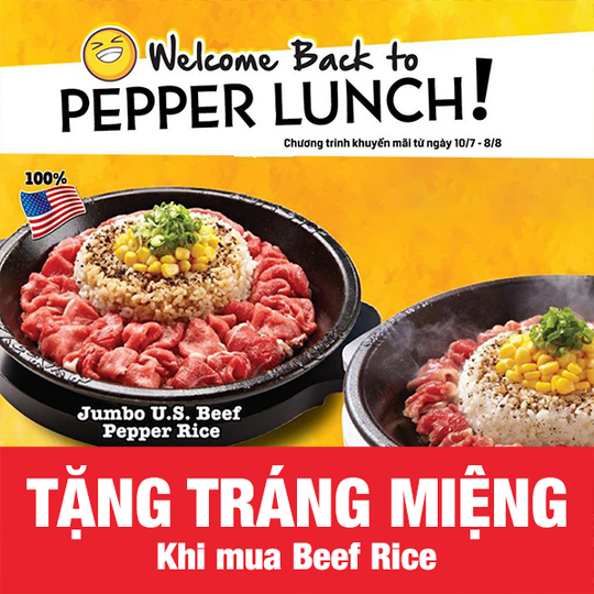 Pepper Lunch Vietnam tặng tráng miệng khi mua Beef Rice