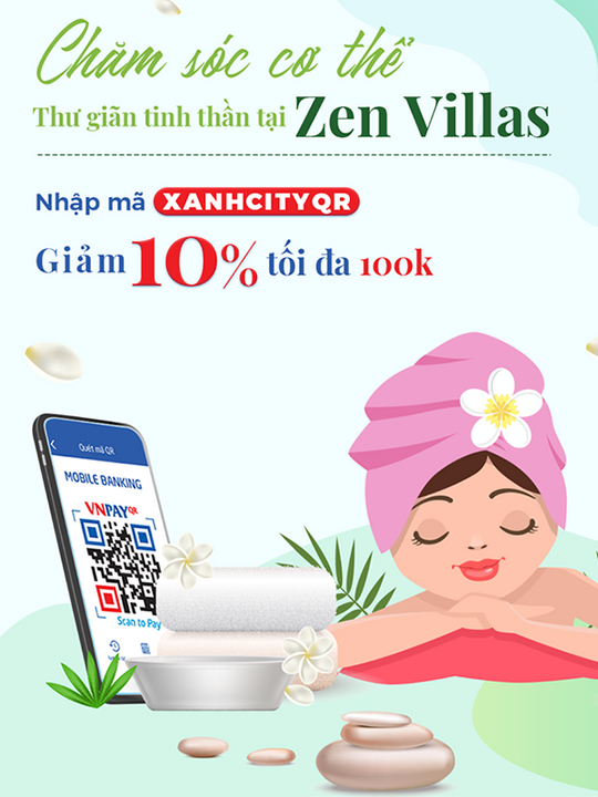 VNPAY giảm 10% tối đa 100K tại Zen Villas