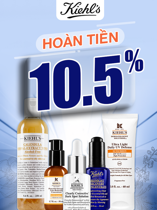 Lazada Bonus hoàn tiền 10.5% khi mua sp Kiehl's