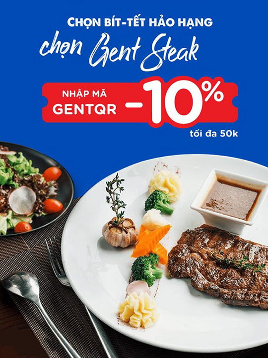VNPAY khuyến mãi 10% tại Gent Steak
