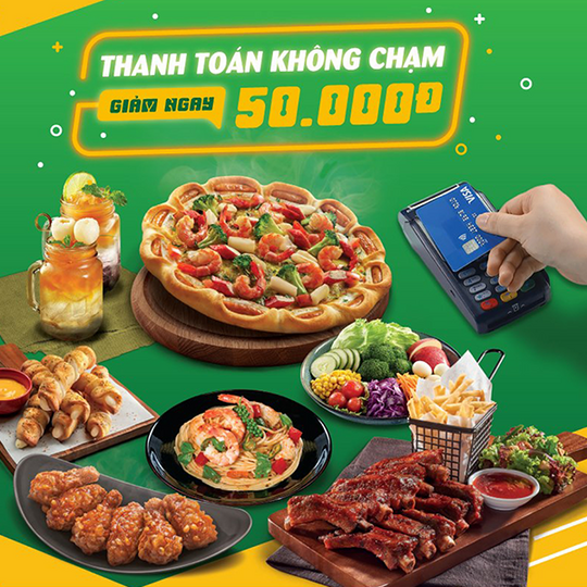 The Pizza Company giảm 50k với thẻ VISA Contactless