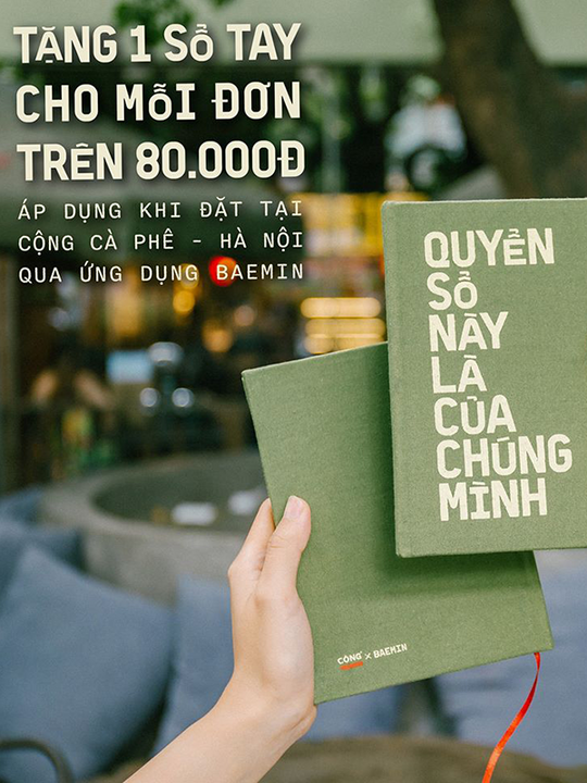 Cộng Cafe tặng sổ tay với HĐ từ 80k qua Baemin