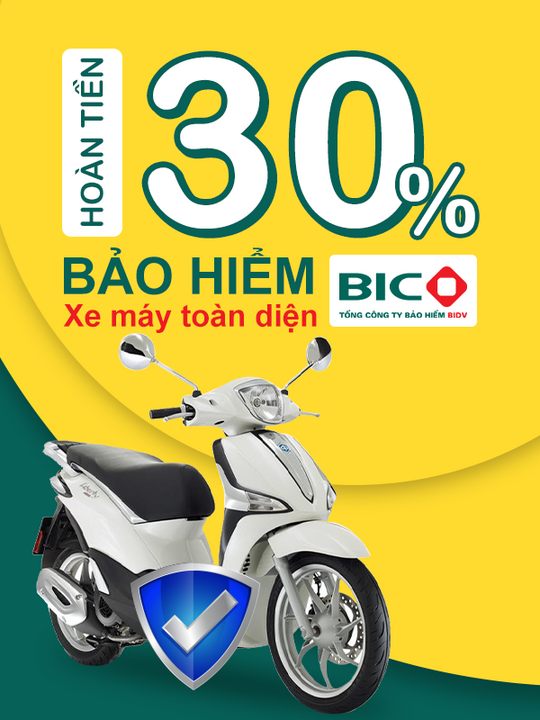 Bảo Hiểm Xe Máy hoàn tiền đến 30% khi mua BH xe máy