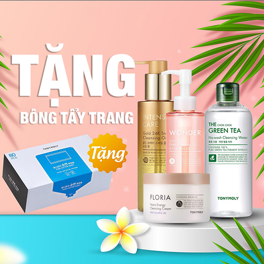 TONYMOLY khuyến mãi tặng bông tẩy trang