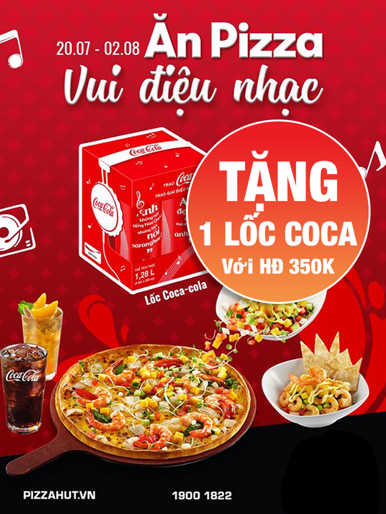 Pizza Hut tặng 1 lốc Coca - Cola