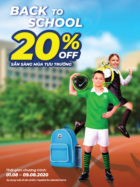 Supersports khuyến mãi 20% mùa tựu trường