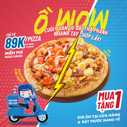 Domino khuyến mãi mua 1 tặng 1 & 2 bánh chỉ 89k