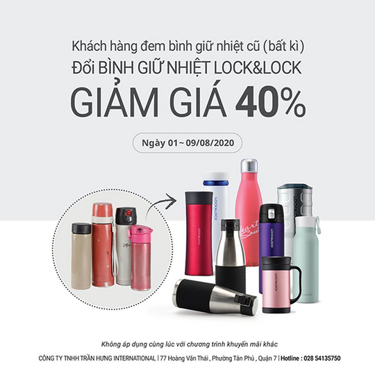 LOCK&LOCK giảm 40% bình giữ nhiệt tại SC Vivo City