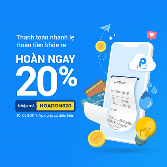 AirPay hoàn 20% khi thanh toán hóa đơn