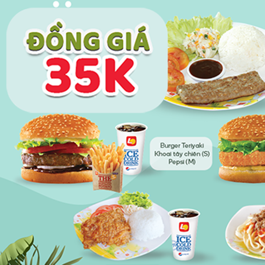 Lotteria đồng giá 35k combo trưa từ T2 - T6