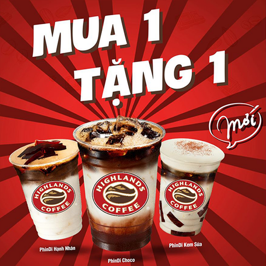 Highlands Coffee khuyến mãi mua 1 tặng 1 qua Gojek