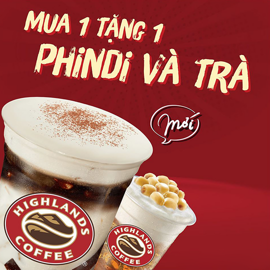 Highlands Coffee khuyến mãi mua 1 tặng 1