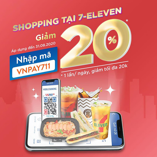 7-Eleven khuyến mãi 20% tối đa 20K