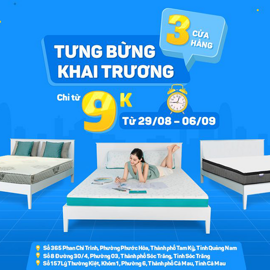 Vua Nệm khuyến mãi đồng giá từ 9k mừng khai trương