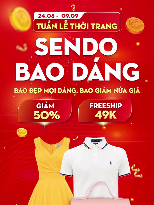 Sendo khuyến mãi 50% nhiều sản phẩm thời trang
