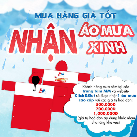 MM Mega Market tặng 1 áo mưa với hóa đơn từ 500K