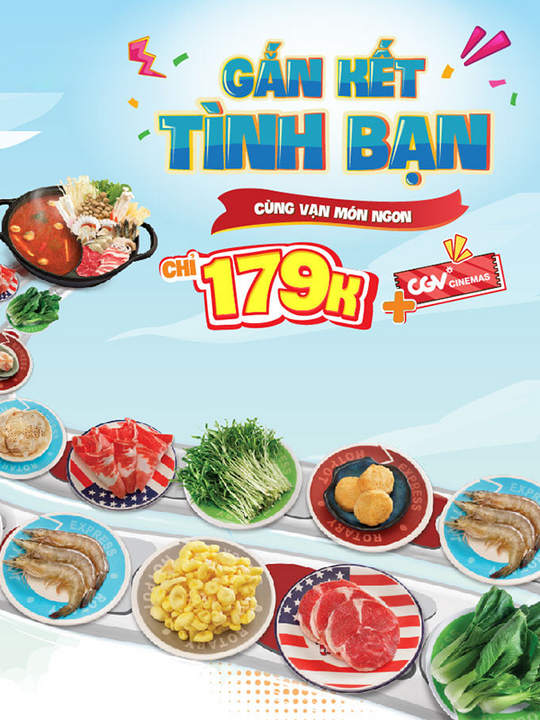 Kichi Kichi khuyến mãi Buffet chỉ 179k + tặng vé CGV