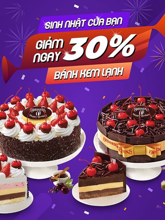Swensen's VN khuyến mãi 30% bánh kem lạnh