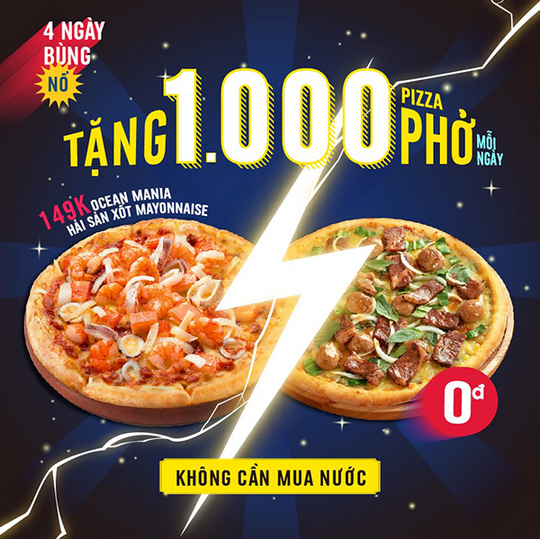 Domino tặng Pizza Phở khi mua 1 pizza bất kỳ