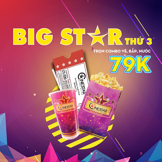 Cinestar khuyến mãi combo big star chỉ từ 79K