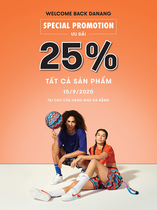 Nike giảm 25% tất cả sản phẩm tại Đà Nẵng