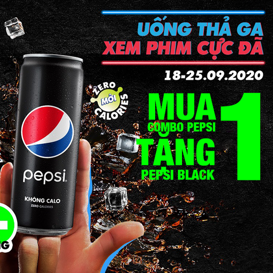 Galaxy Cinema tặng Pepsi khi mua Combo bất kỳ