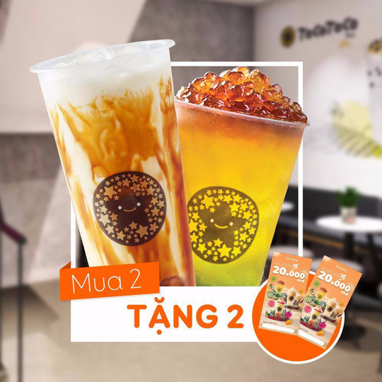 Tocotoco tặng 2 voucher 20k khi mua 2 ly trà sữa