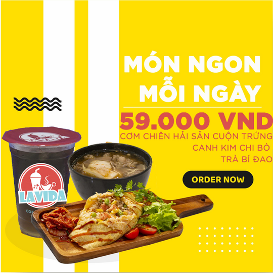 Lavida Coffee and Tea ưu đãi combo trưa chỉ 59K tại Grab