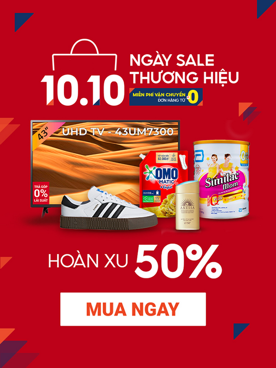 Shopee 10.10 Sale thương hiệu, hoàn xu đến 50%