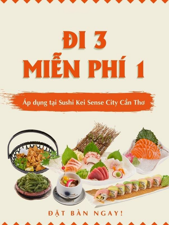 Sushi Kei tặng 1 buffet đồ Nhật cho nhóm 3 người