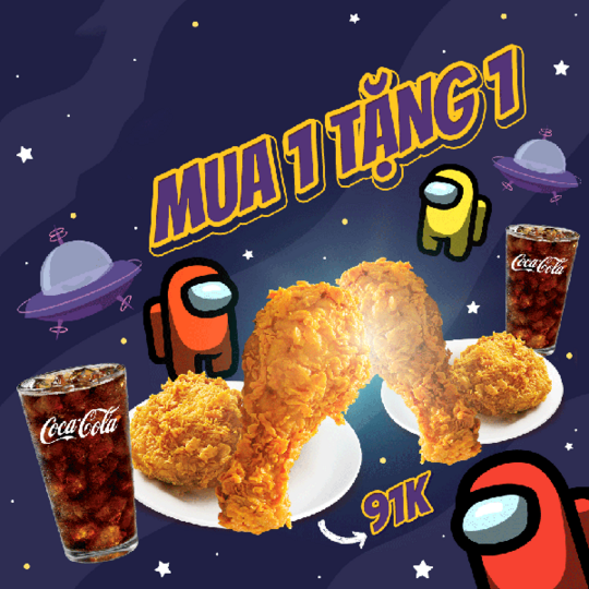 Popeyes khuyến mãi mua 1 tặng 1 chỉ 91k
