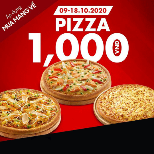 Pizza Hut pizza chỉ 1k khi đến lấy