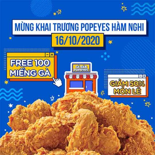 Popeyes tặng 100 miếng gà giòn mừng khai trương