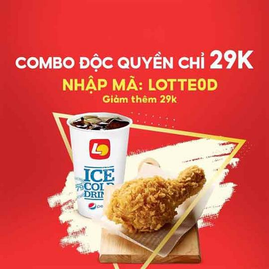 Lotteria khuyến mãi combo gà rán 0Đ qua Now