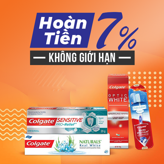 Colgate hoàn tiền 7% khi mua tại Lazada