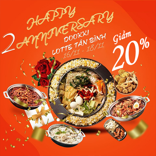 Dookki giảm 20%/người tại CN Tân Bình