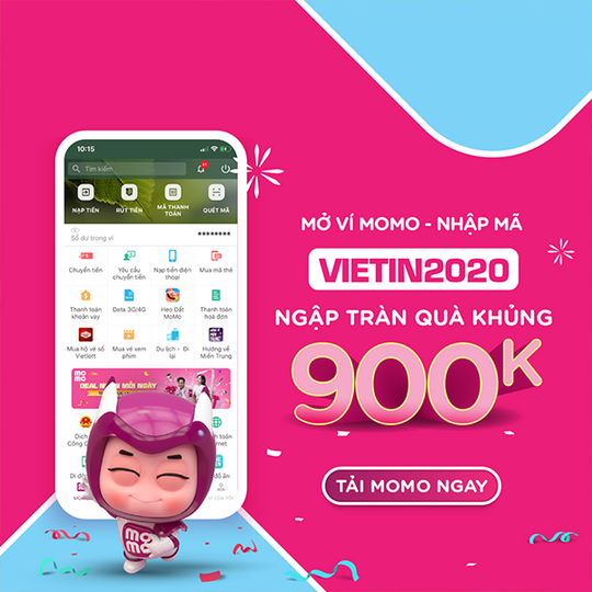 MoMo tặng quà tới 900K cho chủ thẻ Viettinbank