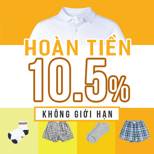 Giordano hoàn 10.5% khi mua sp Giordano tại Shopee