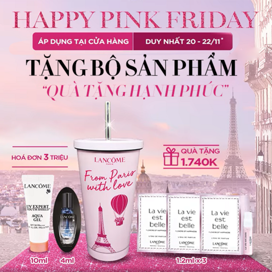 Lancome tặng bộ quà tặng với hóa đơn 3tr