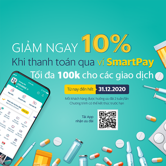 SmartPay giảm 10% hóa đơn Long Châu