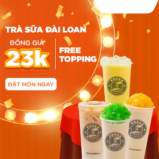 AhaMove khuyến mãi đồng giá 23k trà sữa Pozaa