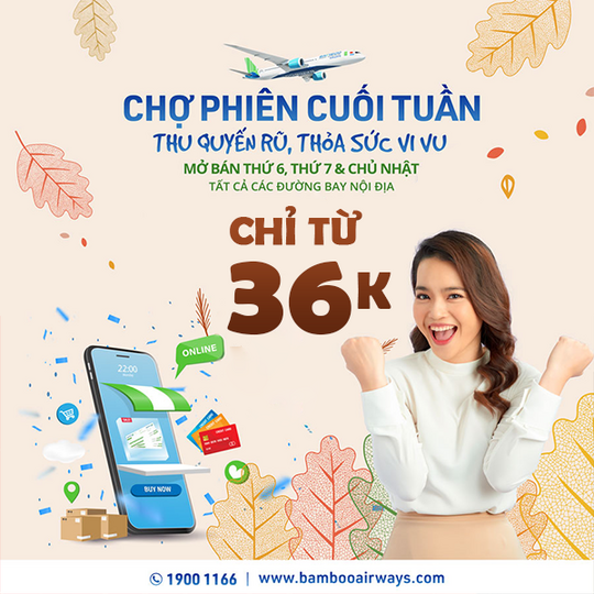 Bamboo Airways khuyến mãi vé bay nội địa từ 36k