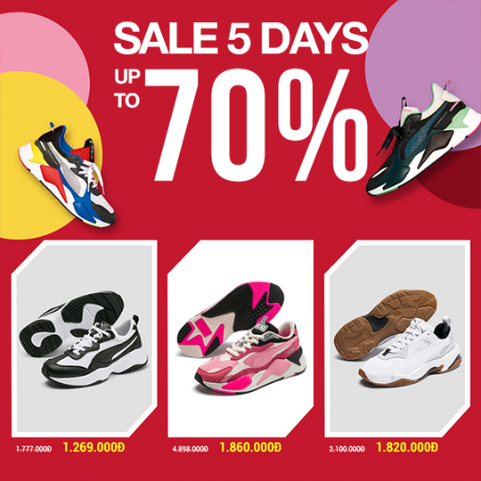 Puma khuyến mãi đến 70% nhiều sản phẩm